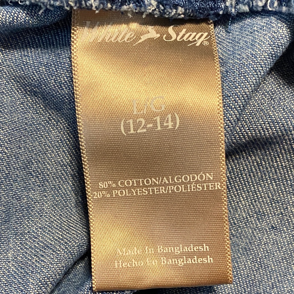 White Stag Size Large 12-14  Denim Blue Elastic Waist Jean Shorts - Picture 2 of 6